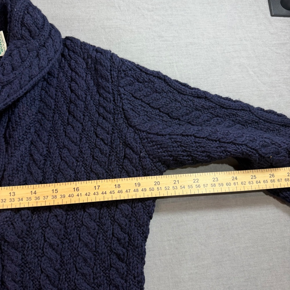 Aran Crafts Cardigan Sweater Womens Medium Navy Blue Excellent Merino Wool Irish - Picture 6 of 8
